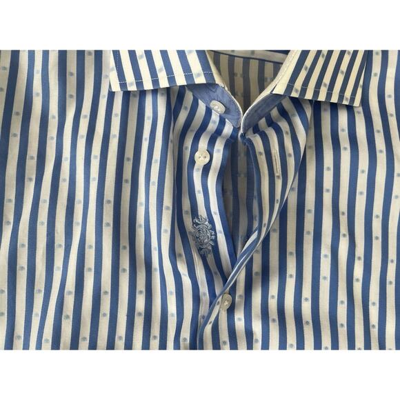 Robert Graham Men’s XL Shirt Long Sleeve Knowledge Wisdom Blue White Paisley - Picture 8 of 9